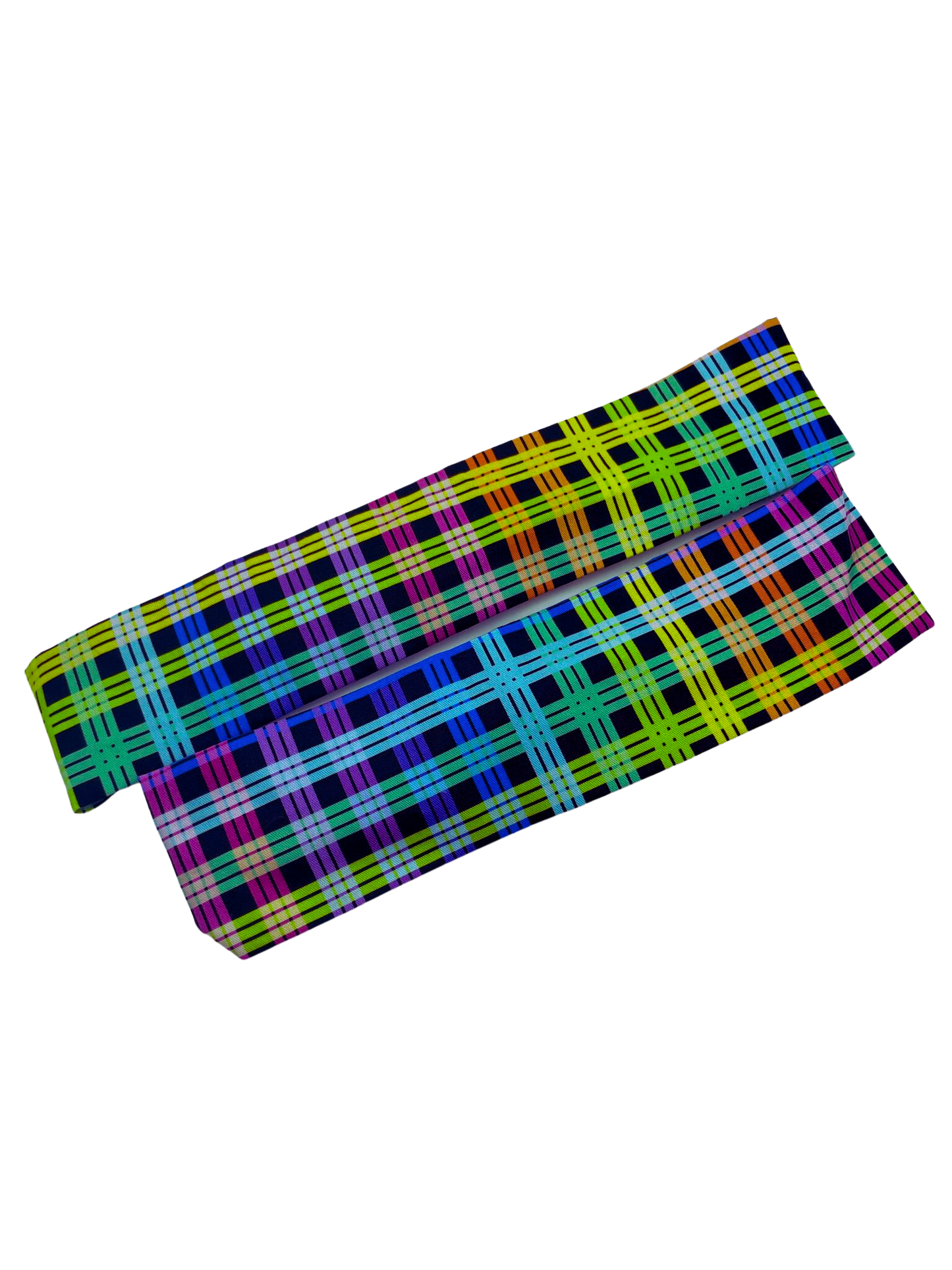 Headband Rainbow Plaid